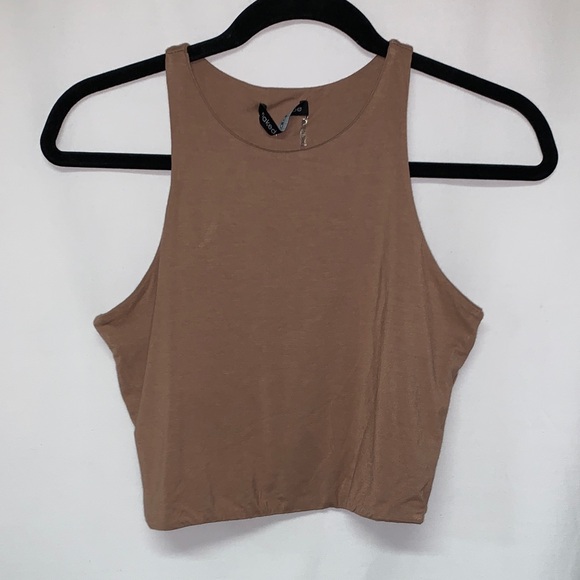 naked wardrobe Tops - Naked Wardrobe Tan Cropped Tank